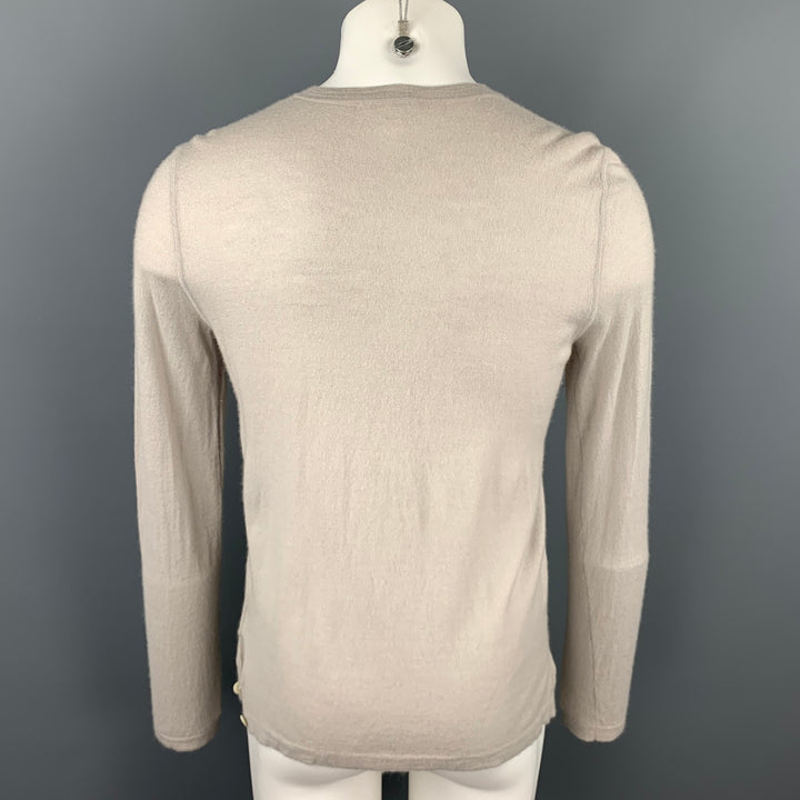 HELMUT LANG Size L Taupe Cashmere Buttoned Henley