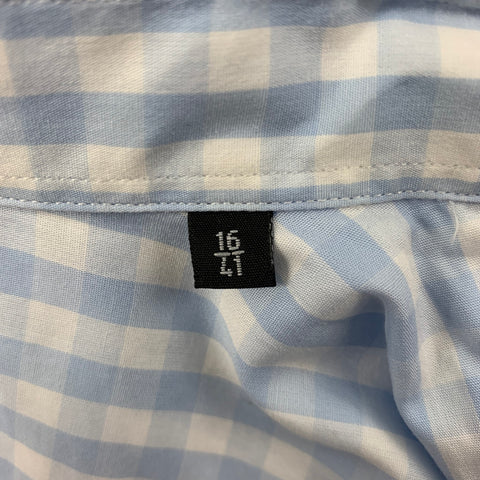PAUL SMITH Size L Light Blue White Gingham Cotton Long Sleeve Shirt