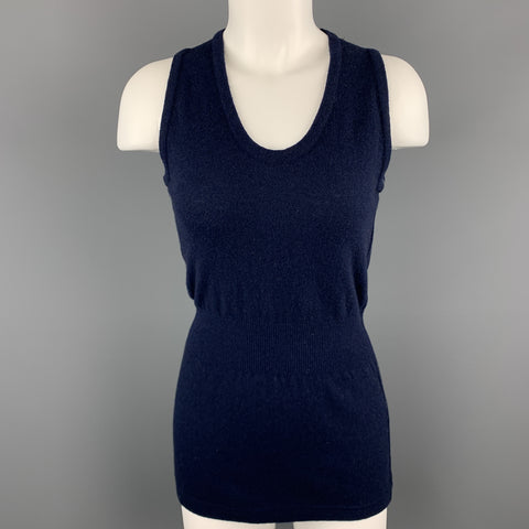 COMME des GARCONS Size M Navy Wool / Nylon Knit Tank Top