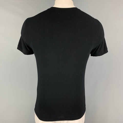 GIORGIO ARMANI Size L Black Viscose Crew-Neck T-shirt