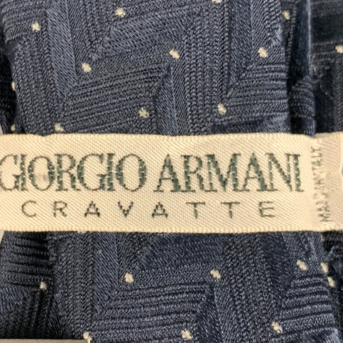 GIORGIO ARMANI Navy White Dots Silk Blend Jacquard Tie