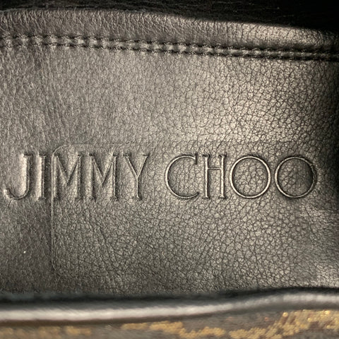 JIMMY CHOO Size 10 Gold Brown Animal Print Leather Slip On Loafers