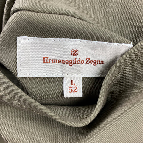ERMENEGILDO ZEGNA Abrigo reversible de mezcla de lana verde oliva y negro Talla L