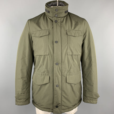EREDI PISANO Size M Olive Green Padded Patch Pocket Winter Jacket
