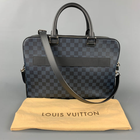 LOUIS VUITTON Navy & Blue Damier Graphite Canvas Leather Trim Canvas Porte-Documents Business Bag