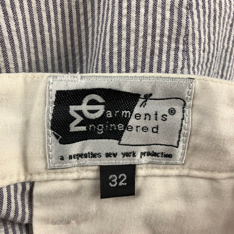 ENGINEERED GARMENTS Size 32 Blue & White Stripe Seersucker Zip Fly Casual Pants