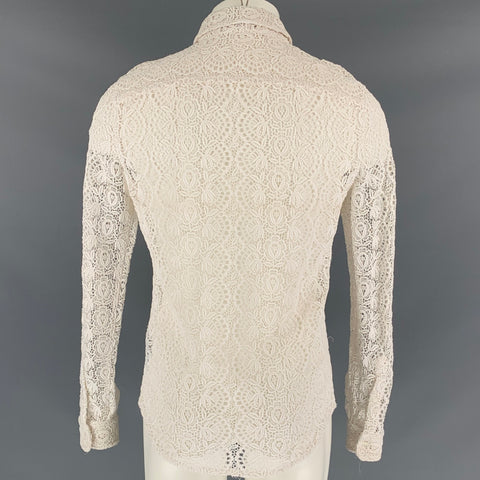 BURBERRY PRORSUM Spring 2016 Size M White Guipure Lace Button Down Long Sleeve Shirt