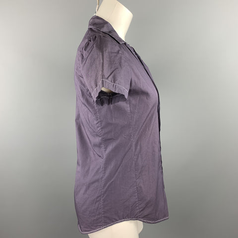 HAZEL BROWN Taille 2 Chemise à manches courtes en coton à point contrasté violet
