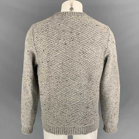 FRANK LEDER Jersey de cuello redondo de lana de punto gris talla M
