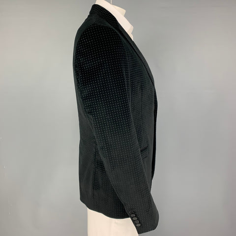 GUCCI Size 44 Black Dots Cotton Notch Lapel Sport Coat