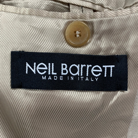 NEIL BARRETT Size 40 Khaki White Cotton / Linen Sport Coat
