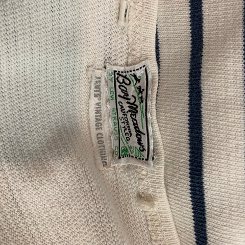 LEVI'S VINTAGE CLOTHING Bay Meadows Size M Cream & Blue Stripe Nautical Pullover