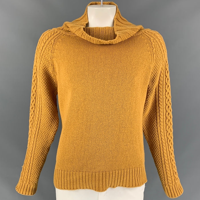 BURBERRY PRORSUM by Christopher Bailey Spring 2012 Size L Yellow Merino Wool / Cotton Turtleneck Sweater