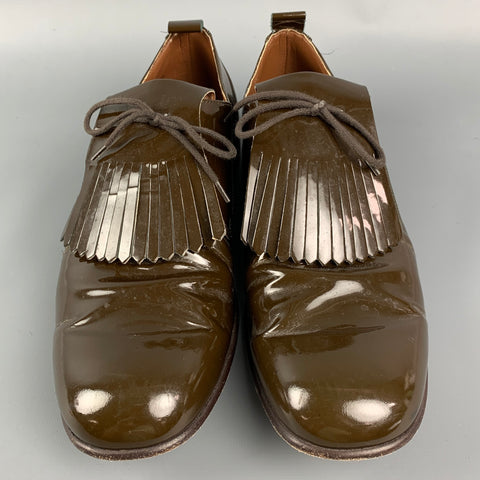 BURBERRY Size 9 Brown Patent Leather Kiltie Lace Up Shoes