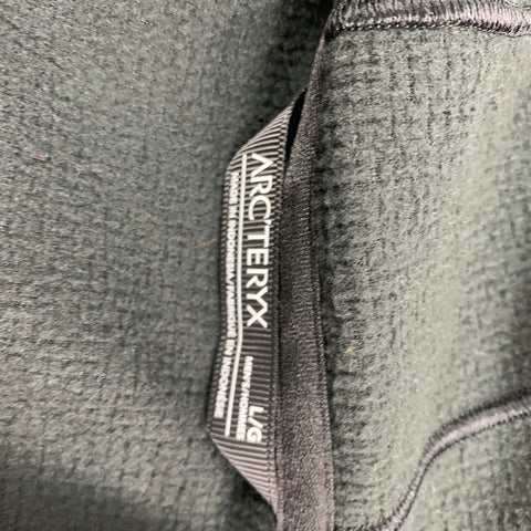 ARCTERYX Size L Black Waffle Knit Polyester Hooded Polartec Sweatshirt