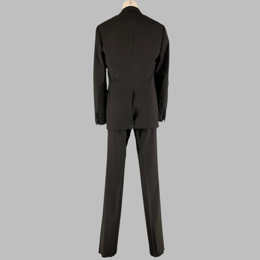 LANVIN Size 34 Black Solid Wool  Mohair Peak Lapel Tuxedo