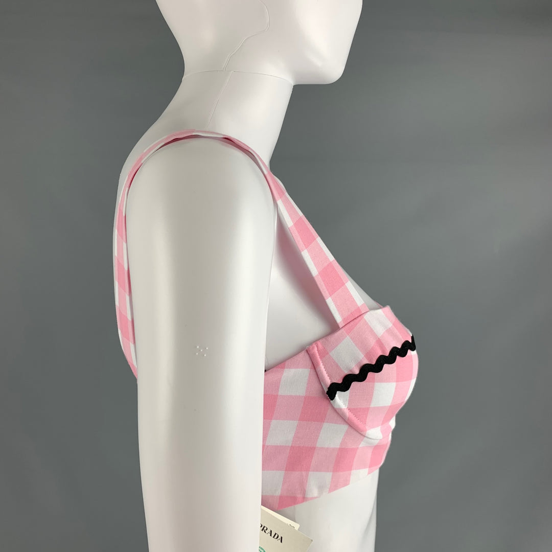 Prada - Women's Gingham Check Bralette Top - (Pink/Black)