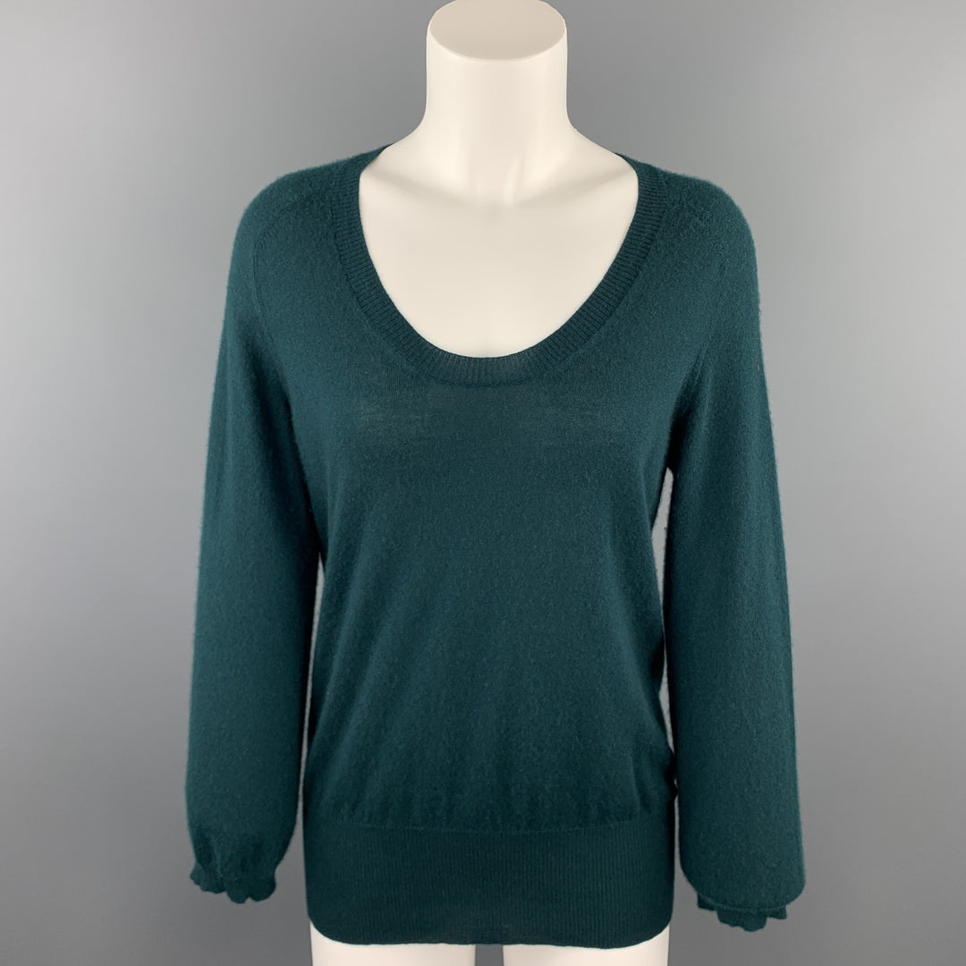 MARC JACOBS Size L Dark Green Knitted Cashmere Scoop Neck Sweater