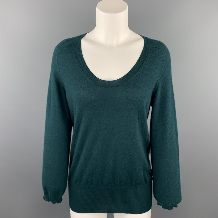 MARC JACOBS Size L Dark Green Knitted Cashmere Scoop Neck Sweater