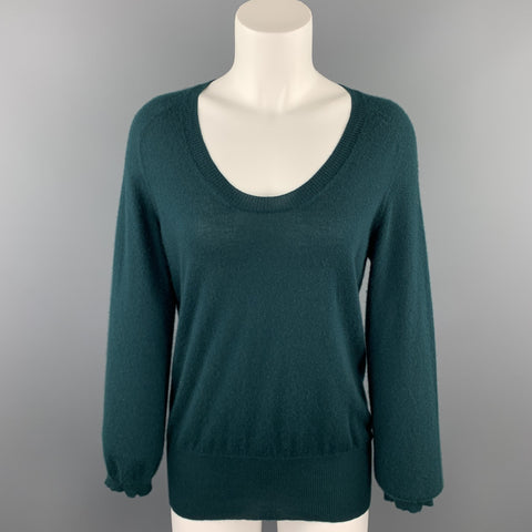 MARC JACOBS Size L Dark Green Knitted Cashmere Scoop Neck Sweater
