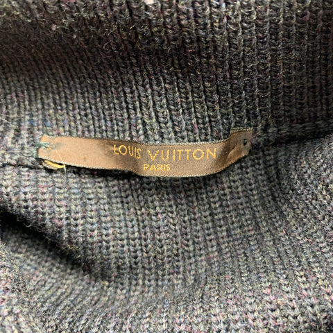LOUIS VUITTON Size L Charcoal Ribbed Knit Wool Pullover Sweater