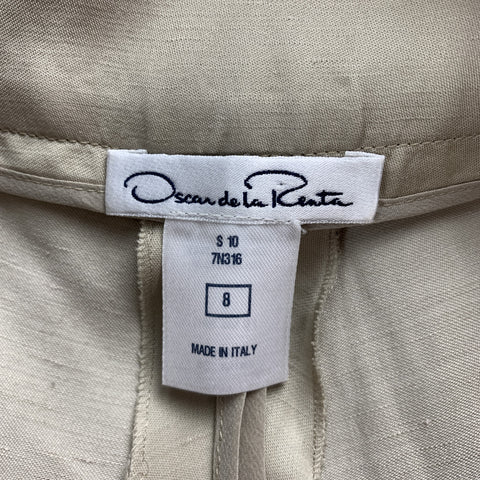 OSCAR DE LA RENTA Size 8 Beige Linen Blend Wide Leg Dress Pants