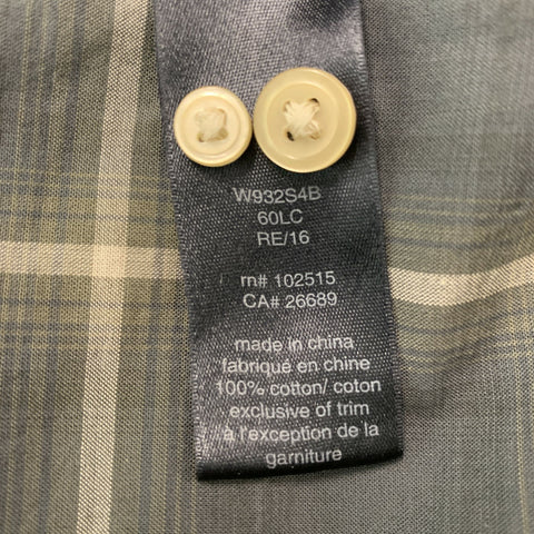 JOHN VARVATOS Size S Green & Grey Plaid Cotton Button Up Long Sleeve Shirt