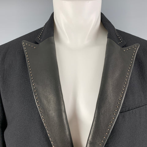 JOHN VARVATOS Taille 38 Manteau de sport à revers en laine unie noire