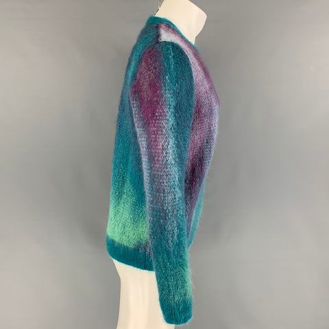 ROBERTO COLLINA Size S Blue Purple Ombre Mohair Blend Crew-Neck Sweater