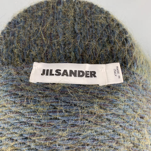JIL SANDER Size 10 Blue & Green Cashmere Blend Chunky Oversized Cardigan