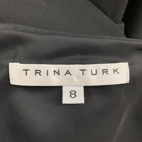 TRINA TURK Size 8 Black Polyester Blend Above Knee Cape Dress
