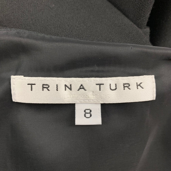 TRINA TURK Vestido tipo capa por encima de la rodilla en mezcla de poliéster negro talla 8