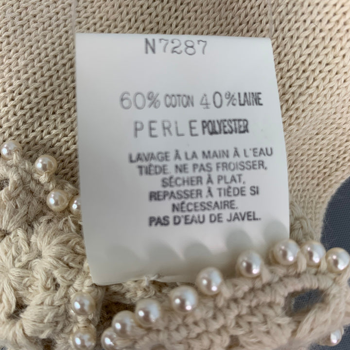 MATSUDA Beige Beaded Wool &  Cotton Gloves