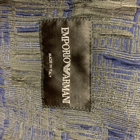 EMPORIO ARMANI Size 34 Dark Gray Blue Jacquard Polyester Blend Sport Coat