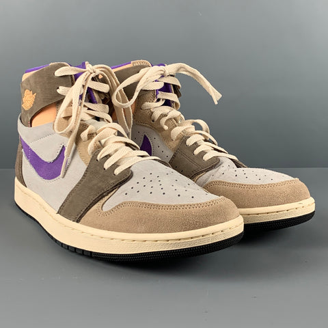 NIKE Talla 12 Zapatillas altas de ante con bloques de color blanco y multicolor