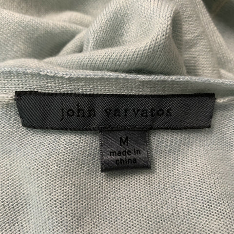 JOHN VARVATOS Size M Light Blue Distressed Silk &  Cashmere V-Neck Pullover