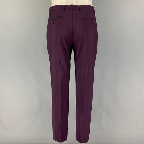 PAUL SMITH Size 38 Regular Purple Wool Notch Lapel Suit