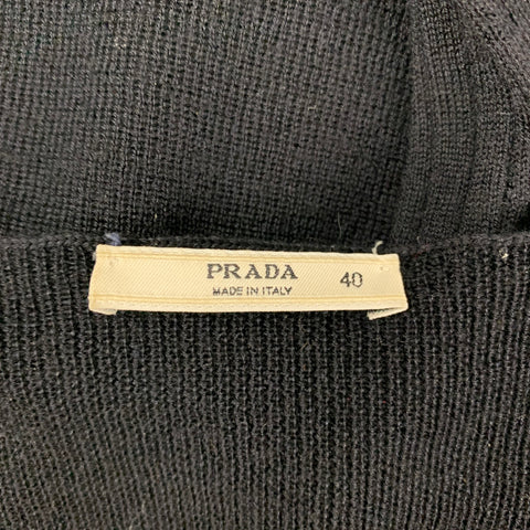 PRADA Size 4 Black Cashmere Silk Ribbed Scoop Neck Pullover