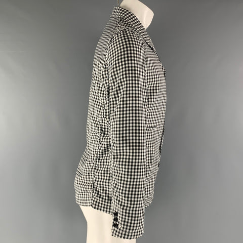 COMME des GARCONS Size M Black White Gingham Polyester Sport Coat