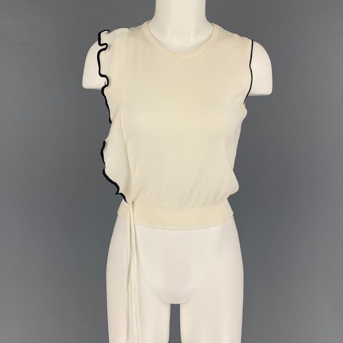 MIU MIU Size 4 White Black Cotton Sleeveless Casual Top