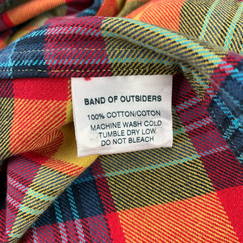 BAND OF OUTSIDERS Size XXL Multi-Color Plaid Cotton Button Up Long Sleeve Shirt