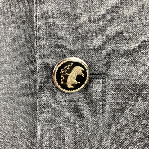 BROOKS BROTHERS Size 38 Dark Gray Wool / Elastane Notch Lapel Embossed Buttons Sport Coat