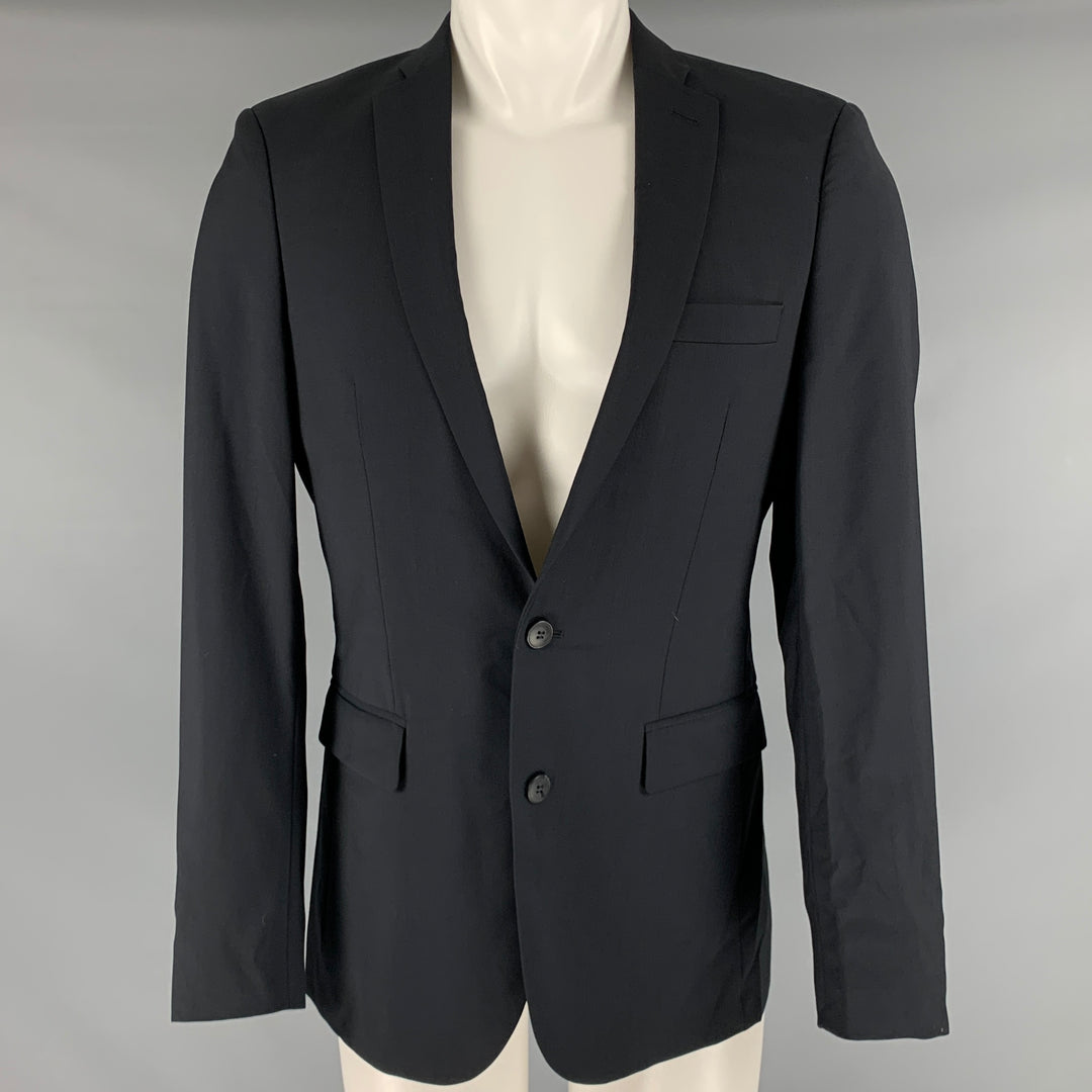 J. LINDEBERG Size 36 Black Wool Notch Lapel Sport Coat