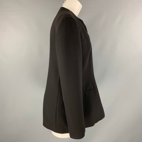 GIORGIO ARMANI Talla 10 Chaqueta asimétrica sólida de lana negra Blazer