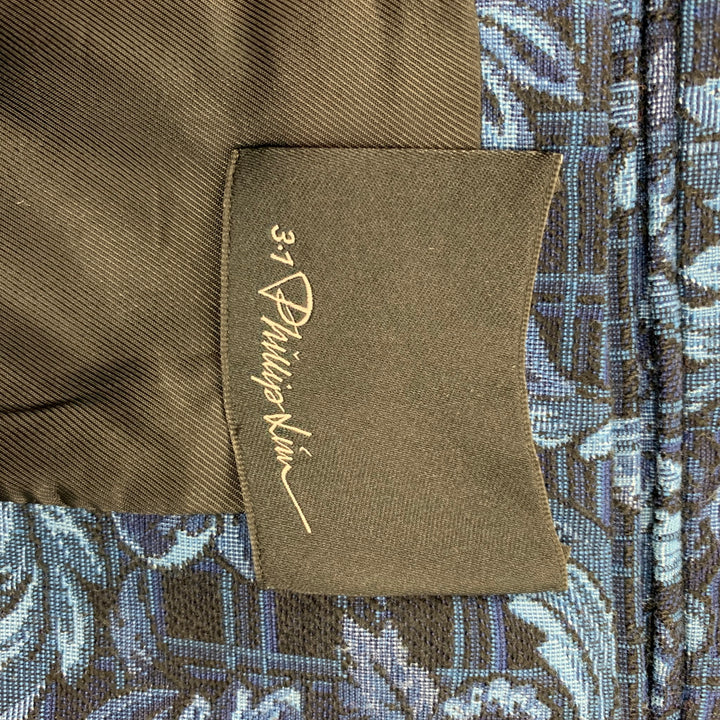 3.1 PHILLIP LIM Size 40 Navy & Blue Floral Viscose / Polyester Notch Lapel Sport Coat
