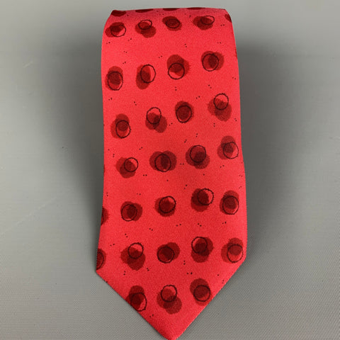 HERMES 5175 IA Red Circles Silk Tie