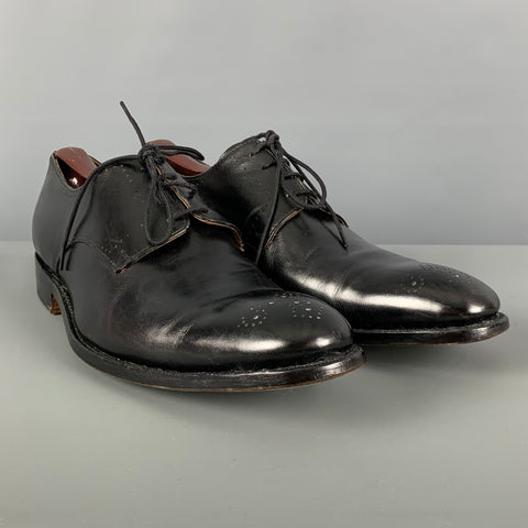 GRENSON Size 9 Black Perforated Leather Lace Up Shoes