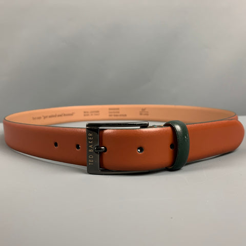 TED BAKER Size 34 Brown Green Leather Belt