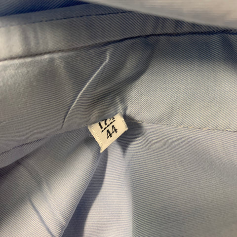 KITON Size XL Light Blue Solid Cotton Spread Collar Long Sleeve Shirt