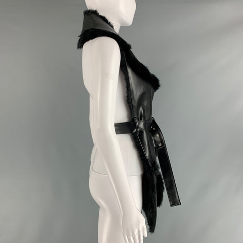 NOIR KEI NINOMIYA Size M Black Faux Fur Faux Leather Scarves